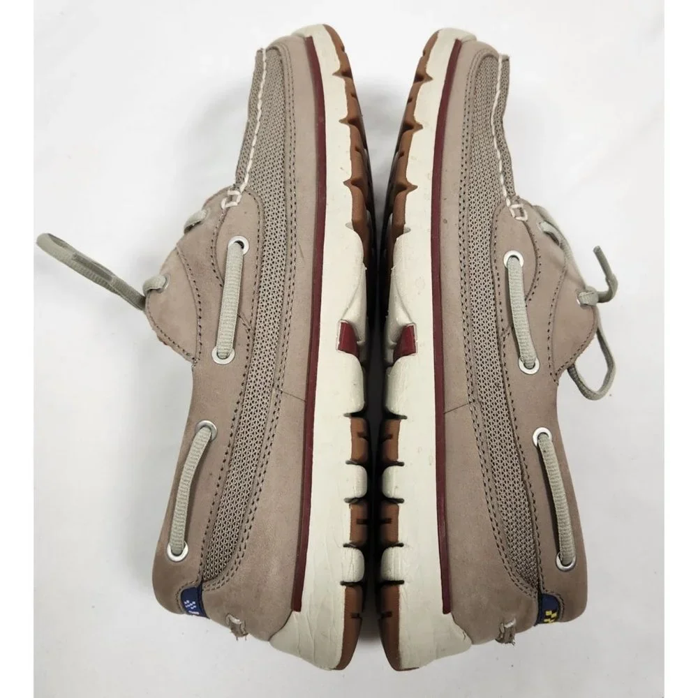 L.L.Bean Men's Sz. 8.5 Portlander Free Flex Boat Shoes in Ledge & Red